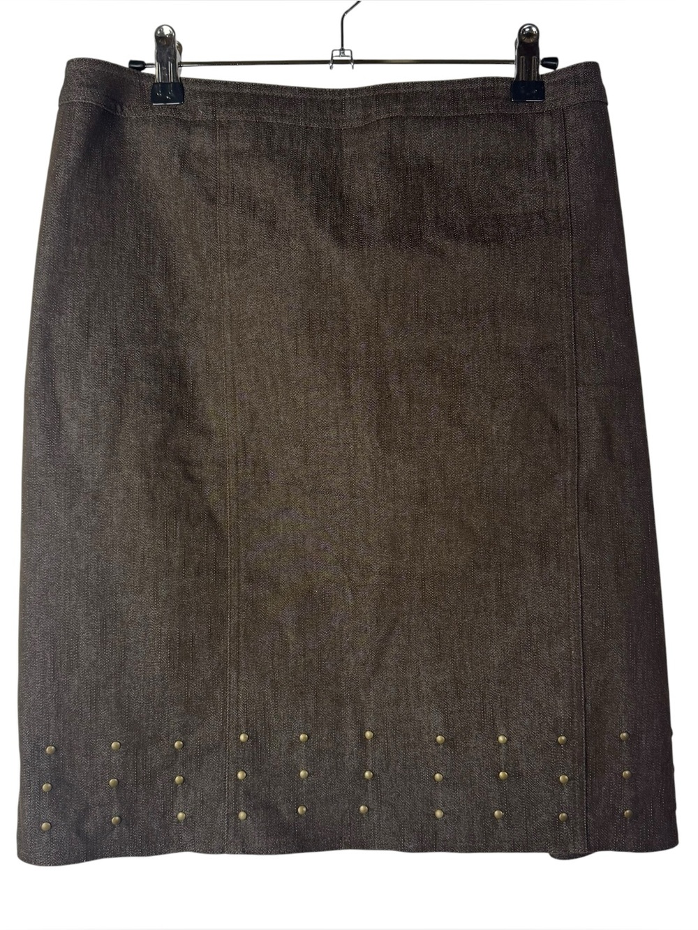 New York Clothing Co Dark Brown Y2K Studded Hem Pencil‎ Skirt 16